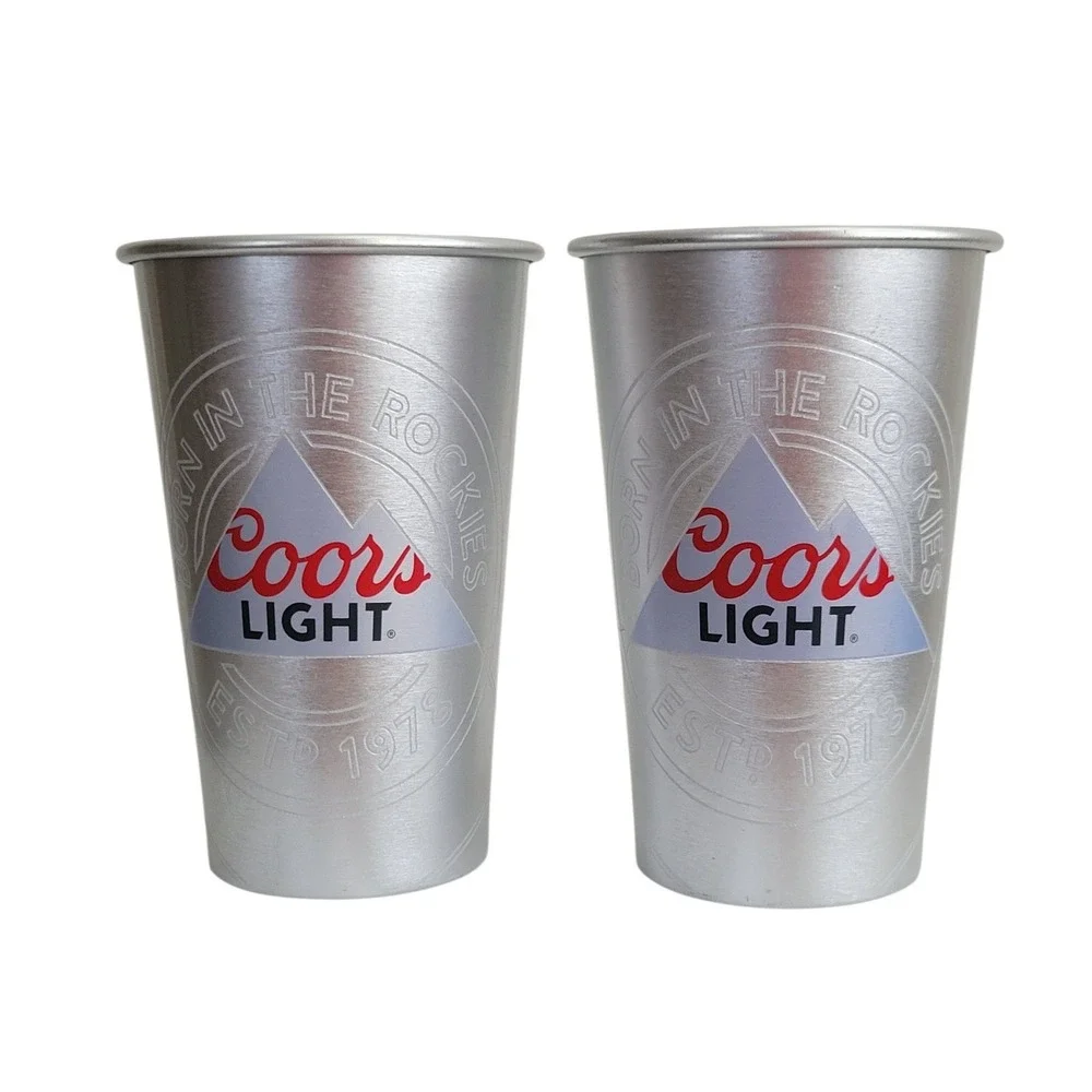 Coors Light Tampa Bay Lightning NHL Aluminum Pint Cupts Set of 2 Beer Tumblers